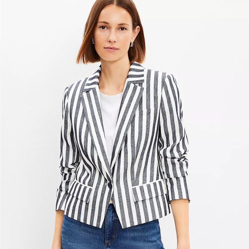Loft Textured Modern Blazer - Striped